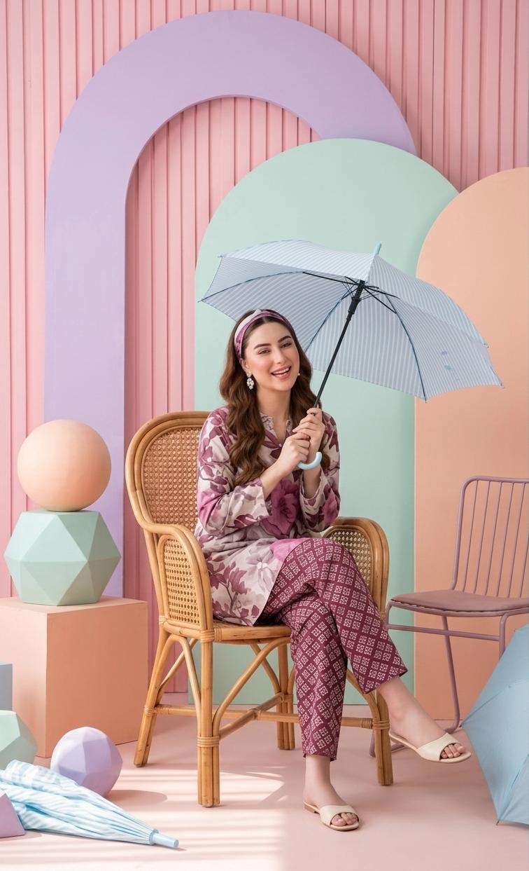 Luxury Pink Printed Lawn