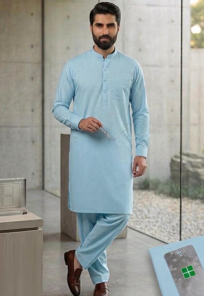 Men's Sky Blue Classic Shalwar Kameez