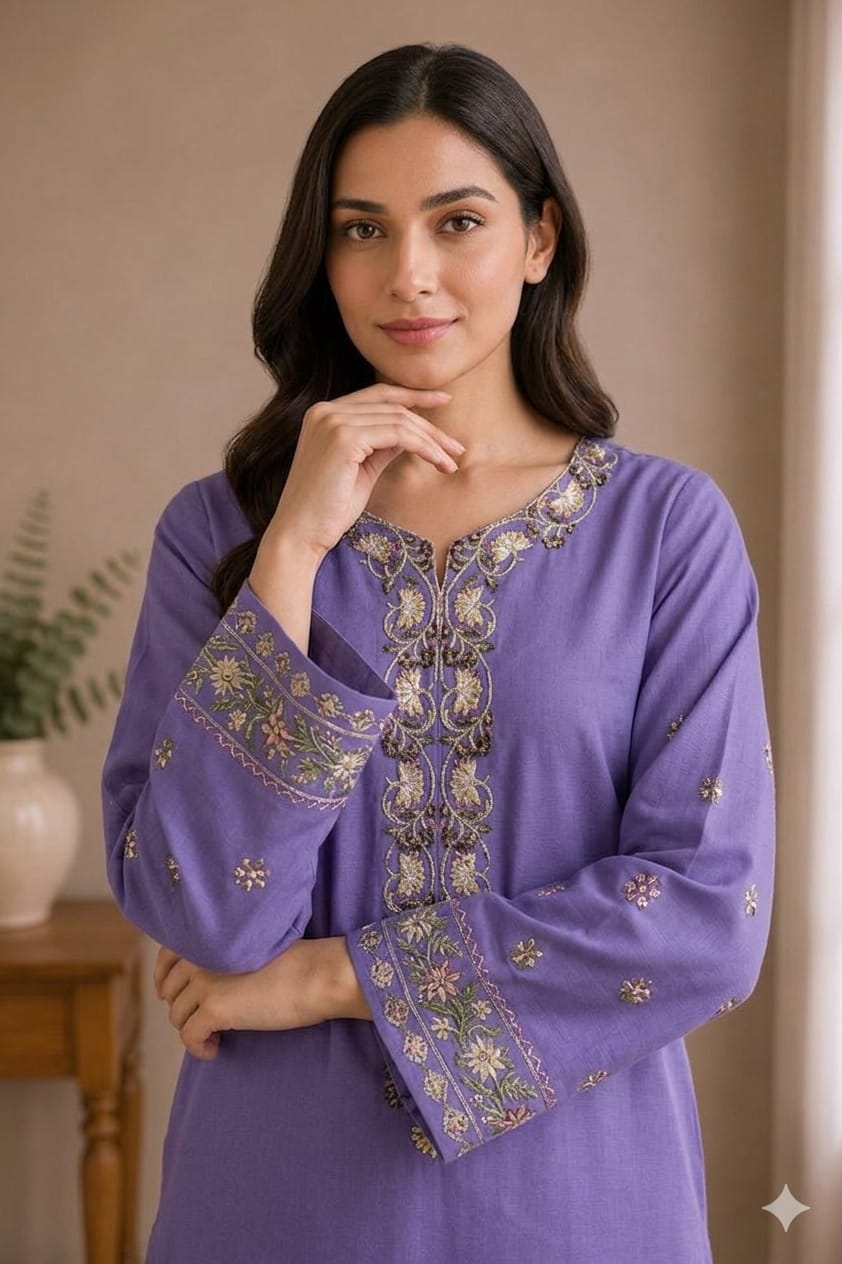 Women's Light Purple Embroidered 2-Piece