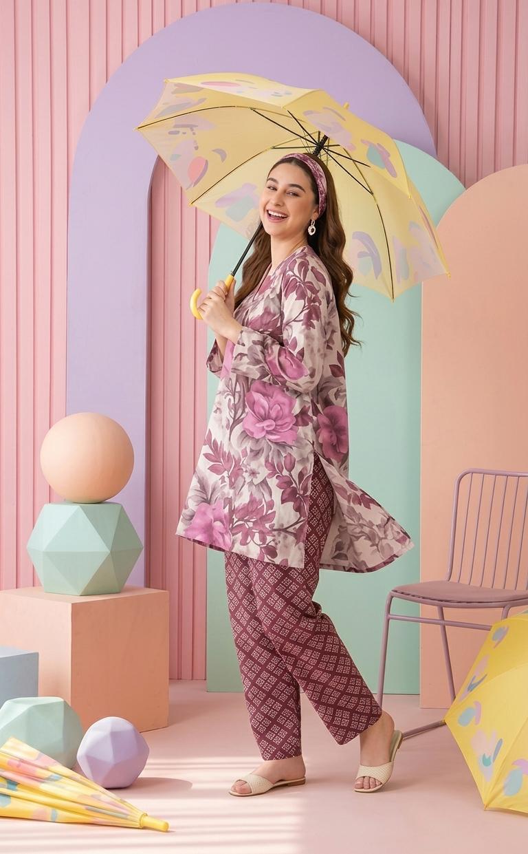 Luxury Pink Printed Lawn