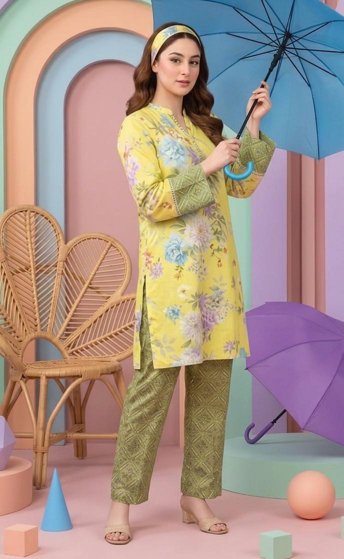 Yellow floral 2pc Dress